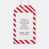 「世界への喜び」 ストライプ – 鹿ツリースター ギフトタグ (裏面)