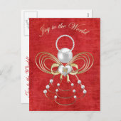 世界への喜び – 喜びの天使 – 赤 シーズンポストカード (正面/裏面)