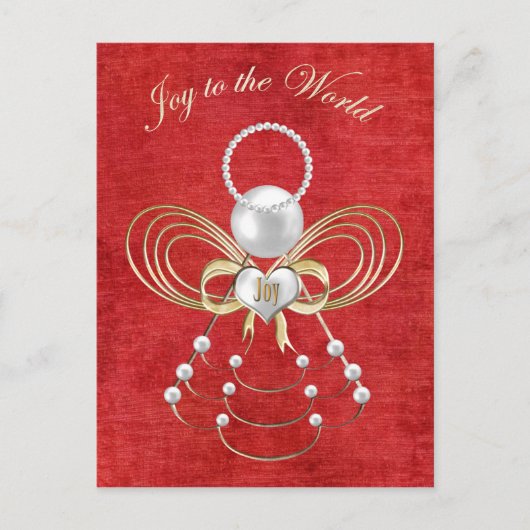 世界への喜び – 喜びの天使 – 赤 シーズンポストカード (正面)