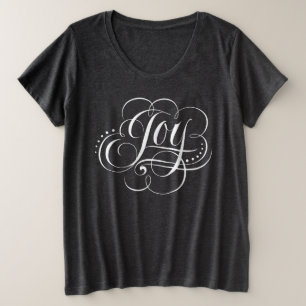世界への喜び – 宗教的なクリスマスの書道 プラスサイズTシャツ