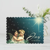 世界への喜び。宗教的なクリスマスカード シーズンカード (スタンド正面)