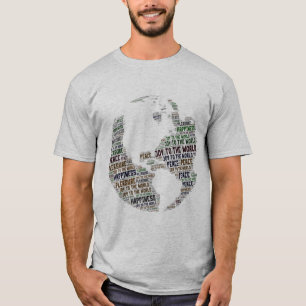 世界への喜び:平和と幸福 – ワードアート Tシャツ