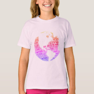 世界への喜び:平和と幸福 – ワードアート Tシャツ