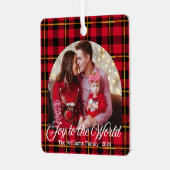 世界への喜び、水牛のプレイドのアーチ家族の写真 メタルオーナメント (正面左)