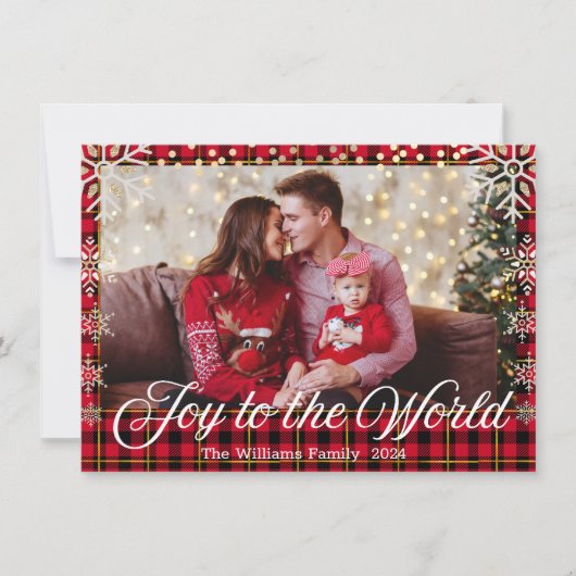 世界への喜び、雪片バッファローのプレイド写真 シーズンカード (正面)