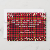 世界への喜び、雪片バッファローのプレイド写真 シーズンカード (裏面)