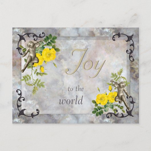 世界への喜びCC0860大理石のコラージュ シーズンポストカード (正面)