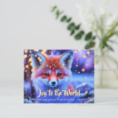 世界への喜びKJVバイブルキツネクリスチャン・クリスマス シーズンポストカード (スタンド正面)
