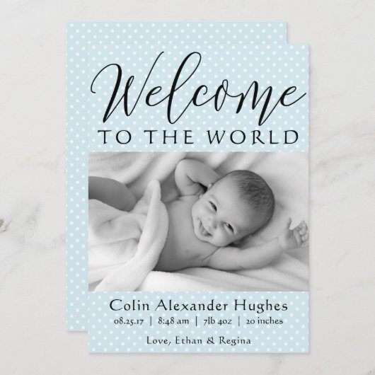 世界への歓迎-誕生の発表 案内状 (正面/裏面)