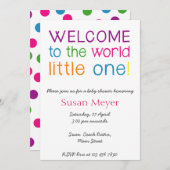 世界へようこそリトルワンベビーシャワー招待状 招待状 (正面/裏面)