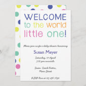 世界へようこそリトルワンベビーシャワー招待状 招待状 (正面/裏面)