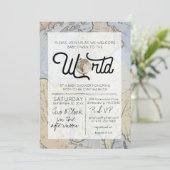 世界へようこそ – 旅行ベビーシャワー 招待状 (スタンド正面)