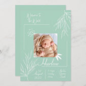 世界へようこそ 誕生お知らせカード ティール 招待状 (正面/裏面)