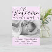 世界へようこそ-誕生の発表 案内状 (スタンド正面)