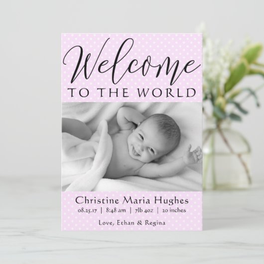 世界へようこそ-誕生の発表 案内状 (スタンド正面)