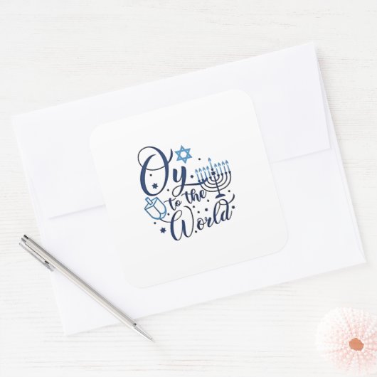 世界へハヌッカユダヤ人おもしろい スクエアシール (封筒)