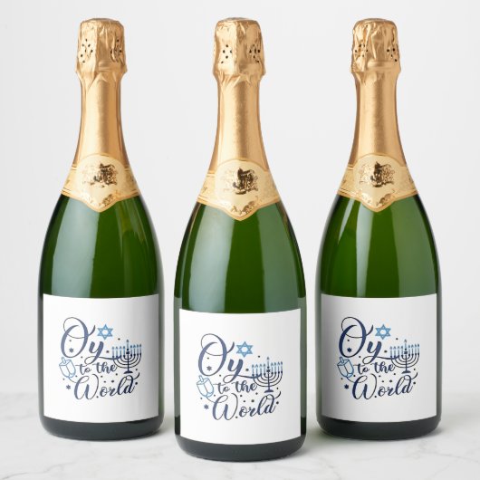 世界へハヌッカユダヤ人おもしろい スパークリングワインラベル (ボトル)