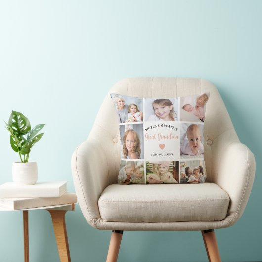 世界もっとも偉大素晴らしおばあちゃんモダン写真コラージュ クッション (椅子)