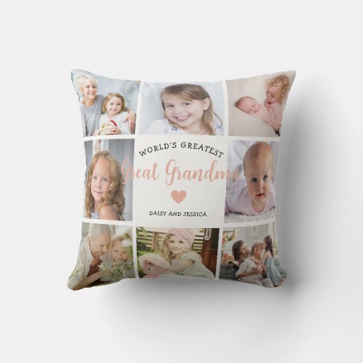 世界もっとも偉大素晴らしおばあちゃんモダン写真コラージュ クッション (裏面)