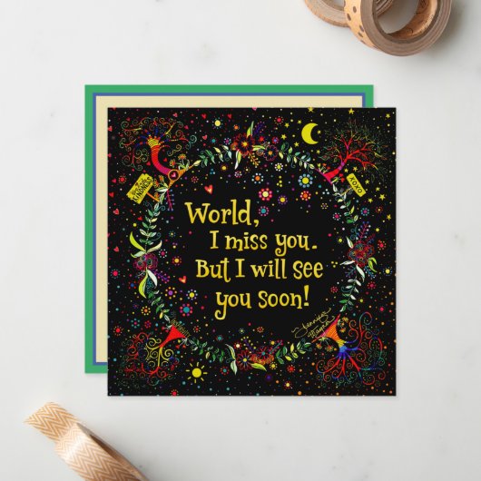 「世界よ、私は恋しく思あなた」インスピレーション ノートカード (正面/裏面インサイチュ)