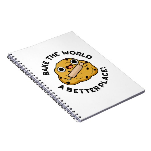世界をより良い場所にしよう 面白い焼き菓子の駒 ノートブック (右側)