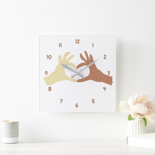 世界をより良い場所にする スクエア壁時計 (ホーム)