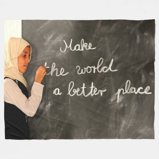 世界をより良い場所にする フリースブランケット (正面(横))