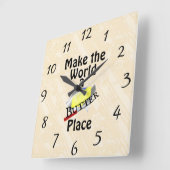 世界をバタープレイスの壁時計にする スクエア壁時計 (傾斜)