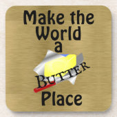 世界をバタープレイス飲料用コースター コースター (正面)