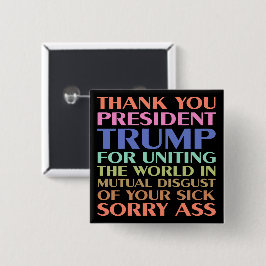 世界を一つにしてくださったトランプ大統領に感謝を 缶バッジ