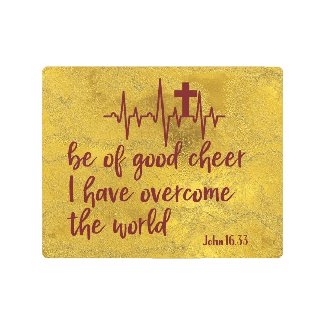 世界を乗り越えたKJVバイブル・バース メタルプリント (正面)