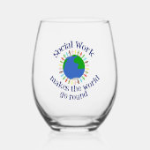 世界を動かす社会事業 ステムなしワイングラス (正面)