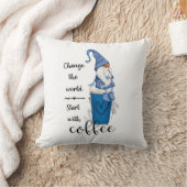 世界を変えるコーヒーブルー格言 クッション (ブランケット)