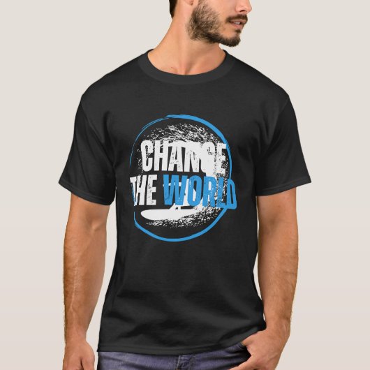 世界を変えるサーファー サーフィン 波乗り Tシャツ (正面)