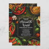 世界を巡るブライズシャワーランチディナー 招待状 (正面/裏面)