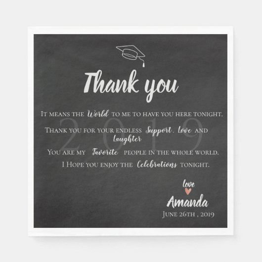 「世界を意味する」卒業ありがとう スタンダードランチョンナプキン (正面)