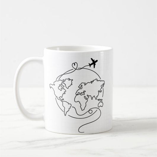 🌍 世界を愛で包む ✈️ コーヒーマグカップ (左)