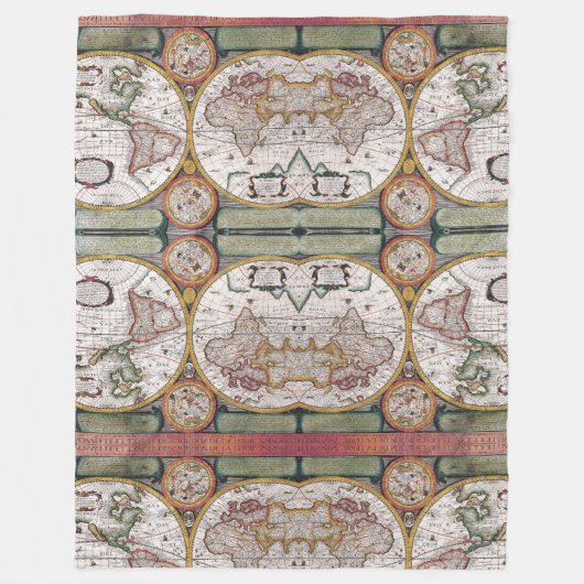 世界を探索:冒険のための居心地の良いマップブランケット フリースブランケット (正面)