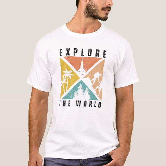 世界を探索Tシャツ - 旅行冒険のTee Tシャツ (正面)