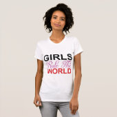 世界を支配するのは女の子 – フェミニスト・エンパワメントの名言 Tシャツ (正面フル)