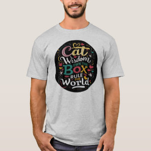 世界を支配するボックスを持つ猫の知恵 Tシャツ