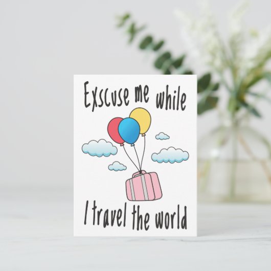 世界を旅している間に申し訳ない ポストカード (スタンド正面)