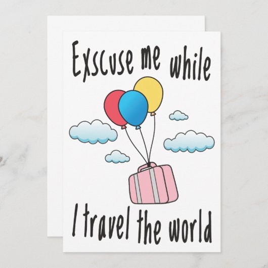 世界を旅している間は失礼します 招待状 (正面/裏面)