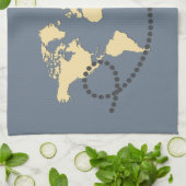 世界を旅しようイラストレーション キッチンタオル (折り畳み)