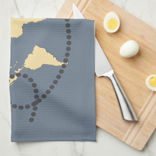 世界を旅しようイラストレーション キッチンタオル (四つ折り)