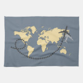 世界を旅しようイラストレーション キッチンタオル (横)