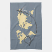 世界を旅しようイラストレーション キッチンタオル (縦)