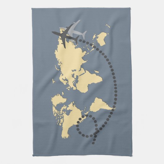 世界を旅しようイラストレーション キッチンタオル (縦)