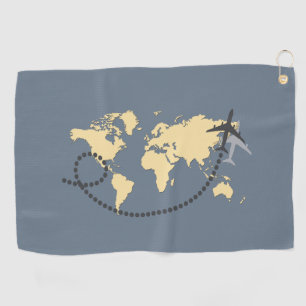 世界を旅しようイラストレーション ゴルフタオル
