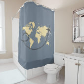 世界を旅しようイラストレーション シャワーカーテン (インサイチュ)